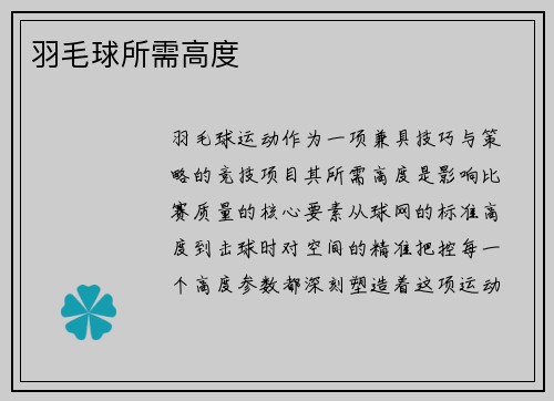 羽毛球所需高度